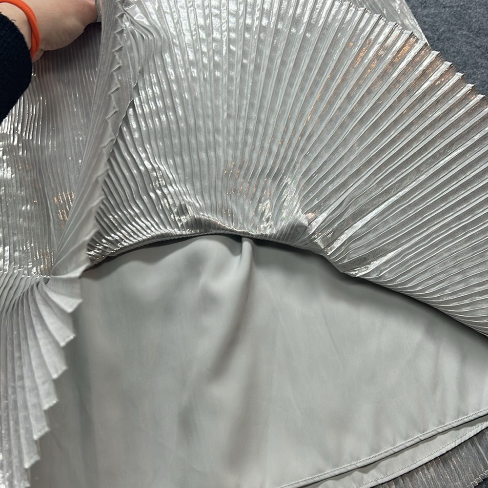 Talbots Metallic Silver Micro Pleat A-line Skirt - Picture 4 of 6